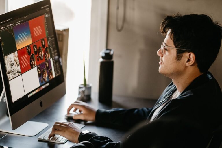 Graphic designer working on a website redesign