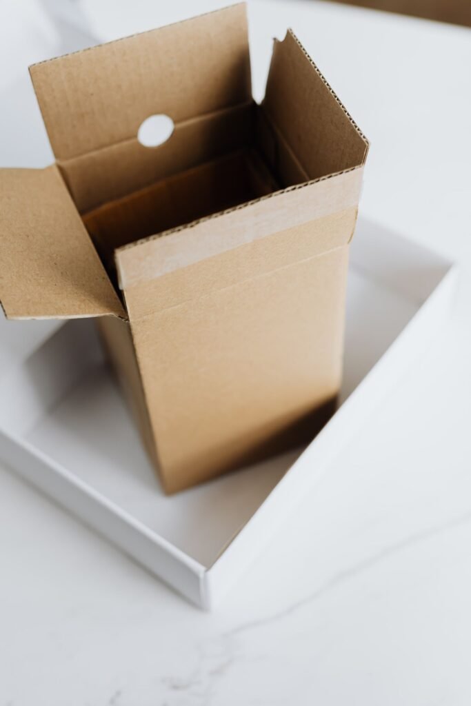 Stacked parcel boxes ready for shipping from an online store